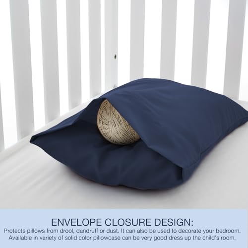 Image of EXQ Home Toddler Pillowcases 13x18 Travel Pillow Case Set of 2, Small Pillow Case Fits Baby Pillow Sized 12x16, 13x18, Kids Pillowcases 2 Pack Machine Washable with Envelope Closure (Dark Navy)