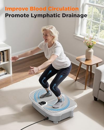 Image of FEIERDUN Vibration Plate Exercise Machine, 330 LBS Capacity Vibration Plate for Lymphatic Drainage, Max Space for Whole-Body Workout & Relaxation at Home
