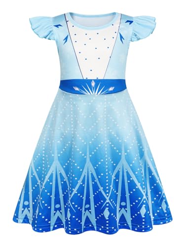 Jurebecia Girls Nightgowns Princess Pajamas Nightdress for Toddler Kids Sleepwear Flutter Short Sleeves Nightie Dress