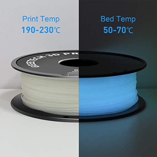 Image of GEEETECH Glow Blue in The Dark PLA, 3D Printer PLA Filament 1.75mm, Dimensional Accuracy + /- 0.03 mm, 1kg (2.2LBS) /Spool