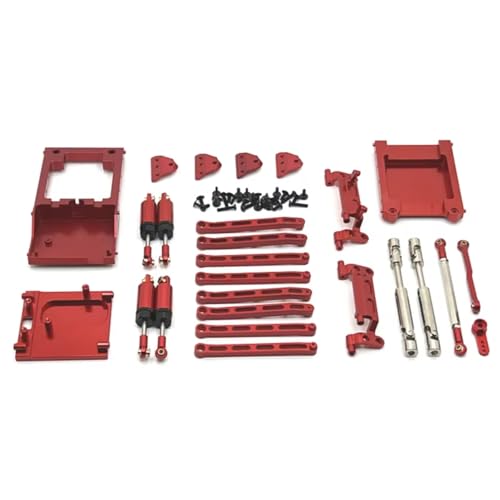 Rc ショックアブソーバー MN168用 MN78用 1/12 メタル シャーシ リンク ロッド プル ロッド マウント オイル ショックアブソーバー ドライブ シャフト ビーム キット RCカー アップグレード パーツ アクセサリー (レッド)