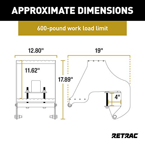 Retrac 409924 Highrise Folding Rear Semi Truck Steps With Auto-Stow, Fits 4-Inch Bumper Beam, Steel, 600 Lbs, Semi Trailers, Box Trucks #TOP1