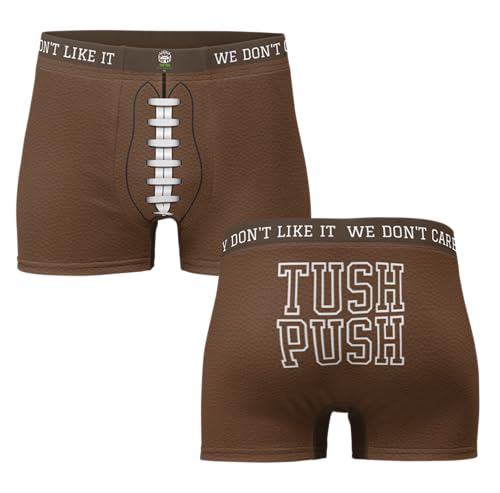 Tush Push™ Football Boxer Briefs for Men – “They Don’t Like It We Don’t Care”, Funny Football Game Day Underwear