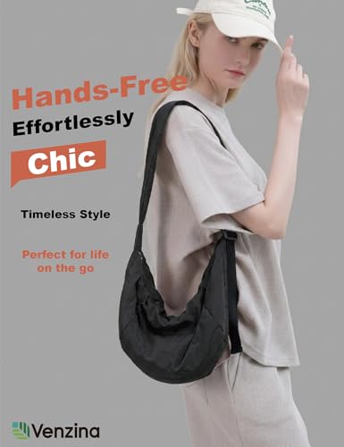 Image of Venzina Womens Crossbody Bag Hobo Bag, Cloud-Like Lightweight Everyday & Travel Shoulder Bag, Large Capacity Nylon Purse with Adjustable Quilted Strap, Casual Work Handbag for Women