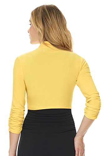 Image of Rekucci Women's Chic Soft Knit Stretch Bolero Shrug with Ruched Sleeves