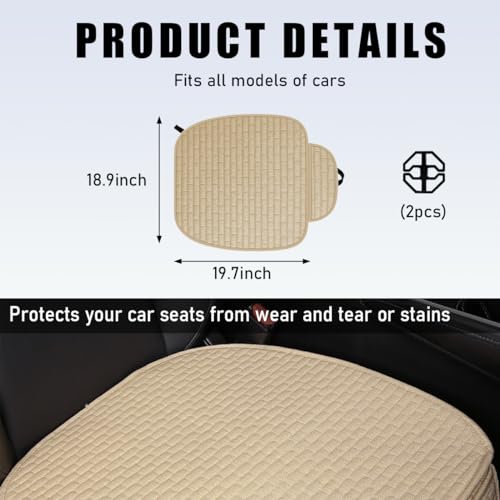Yourkar 2PCS Car Seat Bottom Cover Pad, Breathable Auto Front Seat Button Cushion Mat with Pocket, Soft Comfortable Vehicle Seat Protector Pad, Universal Truck SUV Car Accessories (Beige) by Yourkar - Used condition - Image 2