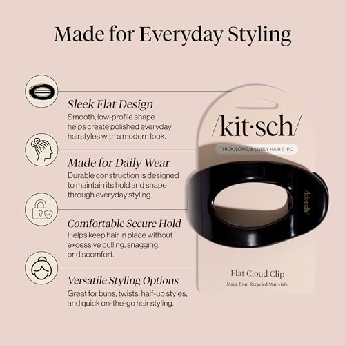 Kitsch Large Flat Claw Clip (Black, Single) — view 4