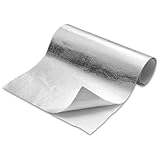 Aluminisierte Hitzeschutzmatte,Hitzeschutzmatte Selbstklebend Kleberücken Aluminium Glasfaser Blatt,Praktische Hitzeschild für Schlauch und Automatische Verwendung (30x60 cm)