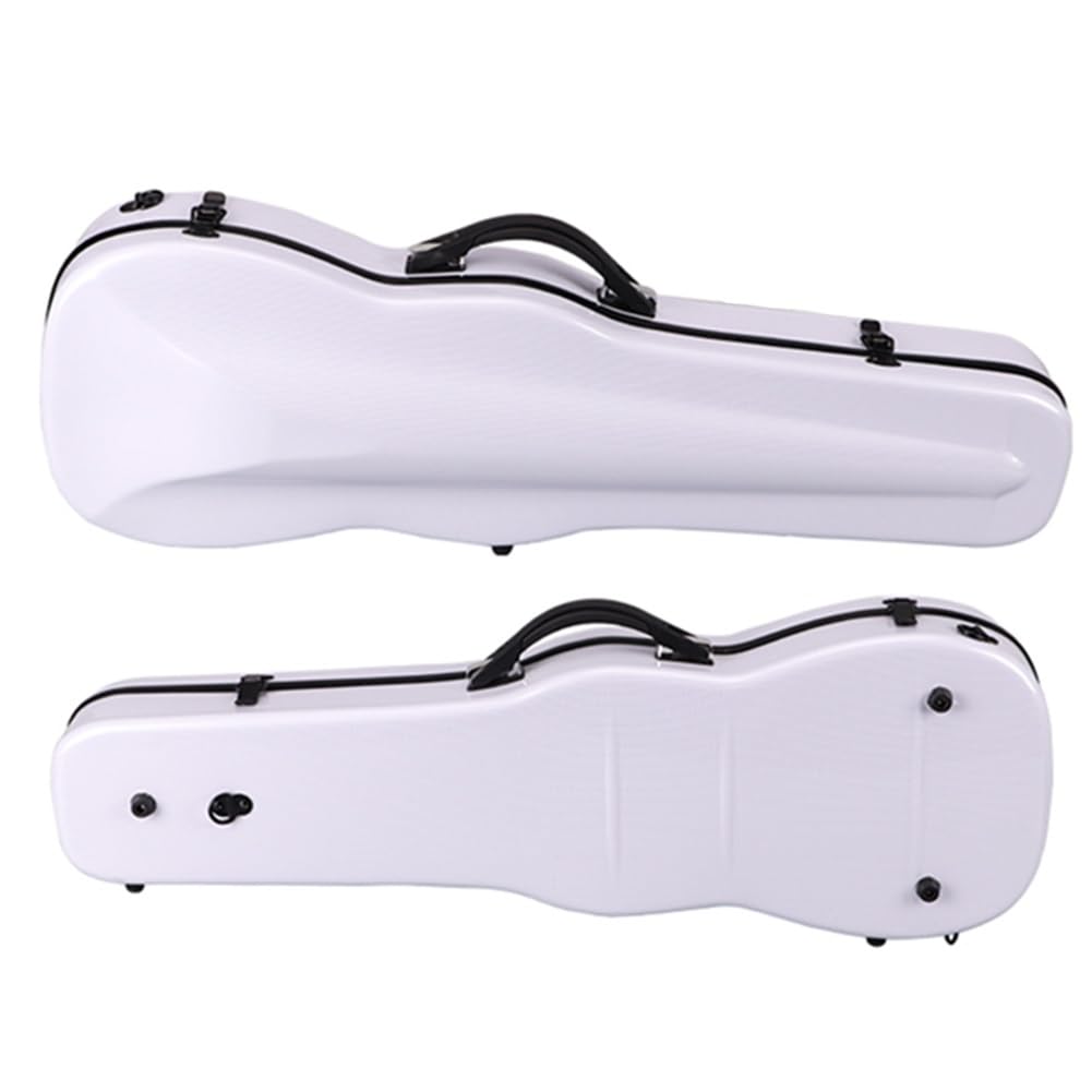 15" 16" Bratschenkoffer, Kohlefaser-Bratschen-Hartschalenkoffer, leicht, robust, mit doppelten Schultergurten (Color : White)