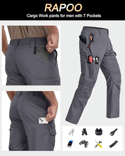 Image of Rapoo Mens Cargo Pants Ripstop Water Resistant Breathable Tactical Hiking Pants with 7 Pockets