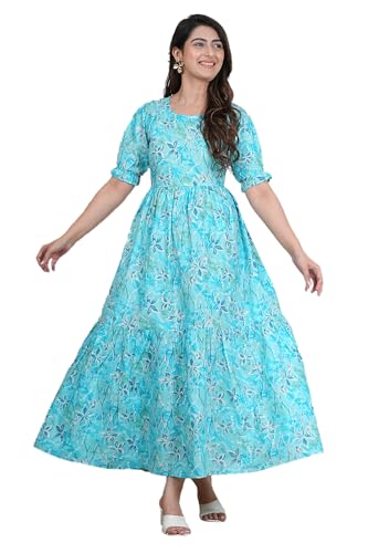 Image of Kuruti B Sheets Women's Cotton Floral Printed Regular Fit Anarkali Kurta for Women