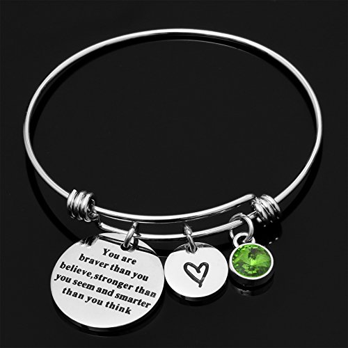 Liuanan Stainless Steel Adjustable Birthstone Bracelets Charm Bangle Inspirational Jewelry Gifts For Women Girls #TOP2