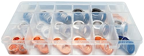 Image of 200Pcs 18 Sizes Master Oil Drain Plug Gasket Assortment Kit fit for Toyota Nissan Subaru Honda, Washers Seals Rings, Replace 11026-01M02 MD050317 803916010 90430-12031