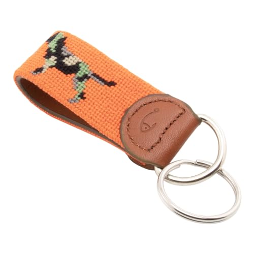 Image of Leather Hand-Stitched Needlepoint Key Fob or Key Chain