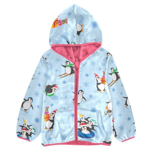 OTVEE Winter Penguins Snowflakes Kids Hoodie Jacket Fall Spring Full Zip Warm Outwear Coat
