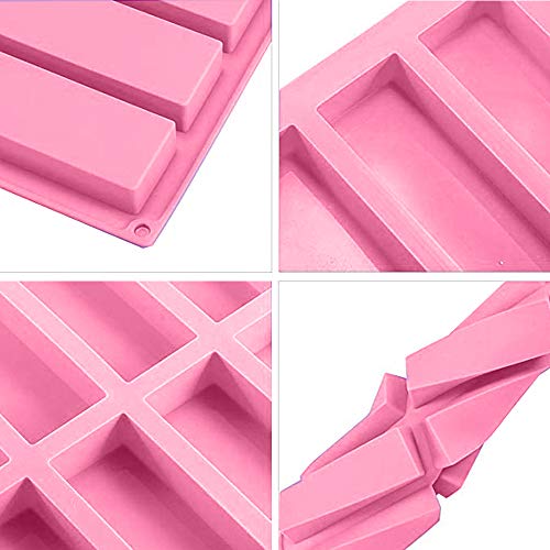 2 Pcs Granola Bar Pan Silicone Mold 8 Cavity Large Rectangle Nutrition/Cereal Bar Molds Energy Bar for Caramel Bread Loaf Muffin Brownie Cornbread Cheesecake Pudding Soap Butter Mould - Thumbnail 4