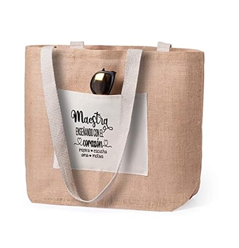 Los Eventos de la Tata. Bolsa tote bag playa Regalo para profes (Maestra enseñando con el corazón) | Ya disponible en tu tienda friki favorita! En mundofriki.es!