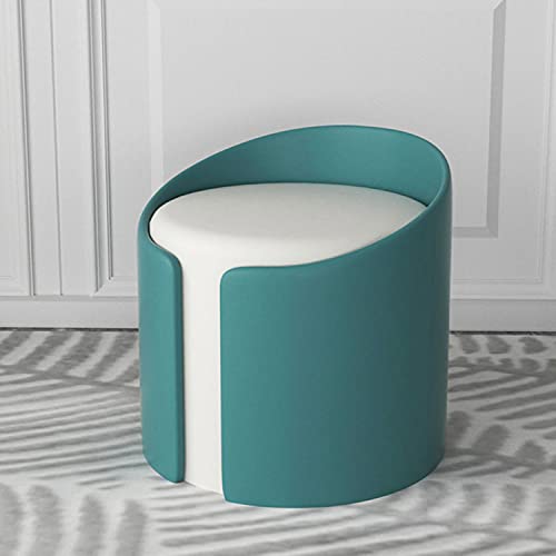 Repose-pieds ottoman rond moderne en velours et similicuir bicolore - 3