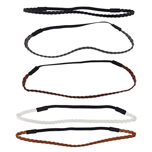 Lux Accessories Assorted Pu Leather Braided Stretch Headband Headwrap Set (5Pc) #TOP1