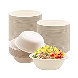 GANILITY Tazones desechables para sopa, 100 unidades, redondos, 260 ml, desechables, para ensalada, caña de azúcar, bagazo desechable, para fiestas, bodas, color marrón