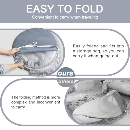 Mosquito Net, Mosquito Net, Crib Tent for Baby Cot Cot, Crib Net, Foldable Crib Tent with Transport Bag (Grey, 70 x 140 cm) - Image 2