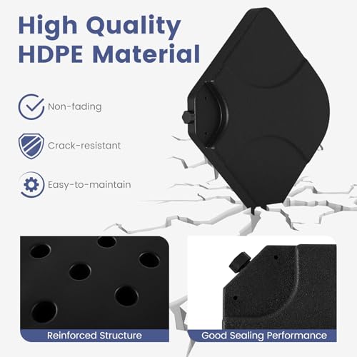 Giantex 212 lbs Fillable Offset Patio Umbrella Base, 4PCS Cantilever Umbrella Stand Water Sand Filled, 4 Pin Connectors, Weighted Outdoor Market Umbrella Pole Holder for Poolside Garden Yard (Black) - Thumbnail 6