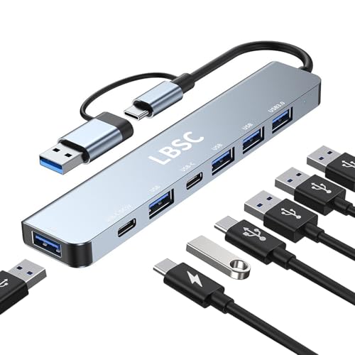 USB C Hub 7 in 1 USB Splitter Multiport Adapter Usb Hub For Laptop MacBook PS5/PS4 Switch Printer USB Fan Flash Drive (A+C 7 in 1)