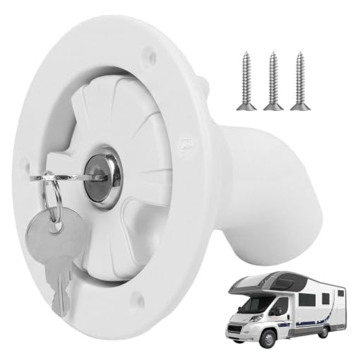 Tapón de Agua para Autocaravana,Tapa de Llenado de Agua con Cierre por Gravedad,Antifugas,Material ABS Resistente,Entrada de Agua con 2 Llaves,Compatible con Caravanas,Remolques
