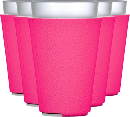 Image of TahoeBay Blank Pint Glass Sleeves, Beer Coolers, 6-Pack, Hot Pink | Insulating Foam Cooler, 16oz Collapsible Tapered Beverage Holder, Bar Cup Insulator for Transfer Vinyl, HTV, Sublimation, DTF