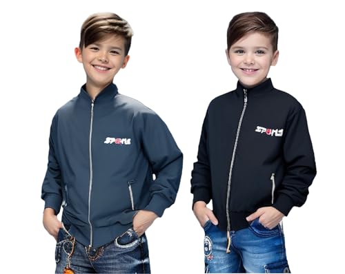 Image of HRKK Kids Windcheaters Solid Polyester Blend Jackets for Boys and Girls |
