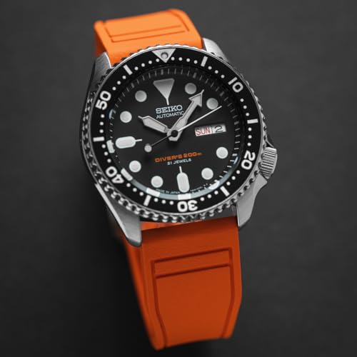 Strapseeker FKM Rubber Watch Band- Compatible with IWC Schaffhausen- 20mm, 22mm Quick-Release Watch Strap (20mm, Orange) by Strapseeker - Image 4