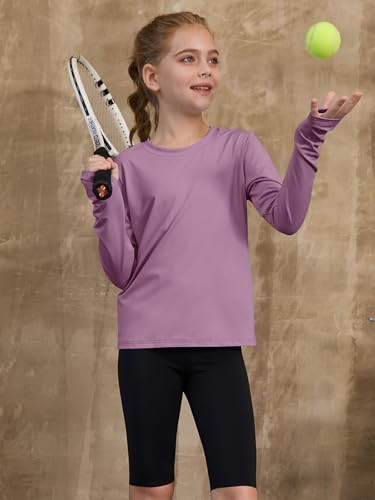 ZDC Girls Long Sleeve Athletic Shirts Kids Crewneck Quick Dry Workout Yoga Tops Basic Tees Activewear2