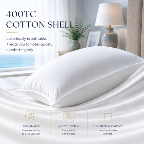 Luxury Duck Down Pillow, Hotel Quality Bed Pillows for Sleeping, 20"x36" - image 6