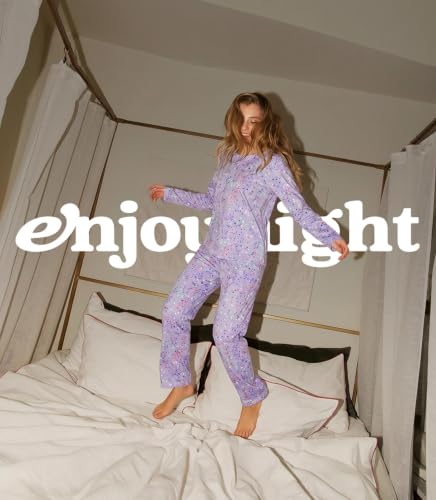 Image of ENJOYNIGHT Womens Pajama Set Cotton Pjs Long Sleeve Sleepwear with Pockets