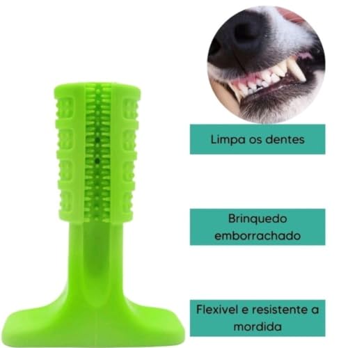 Mordedor e Escova Dental Para Pets Plástico,Escova Dentes Mordedor Canina Bucal Cachorro Cao Pet Lim