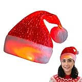 ZYHIGY Light Up Santa Hat for Adults, Glowing Christmas Hat Made of Fiber Optic Fabric, Seven-Color Illuminated Christmas Hat with USB Charging, Party Hat for New Year Xmas Festival