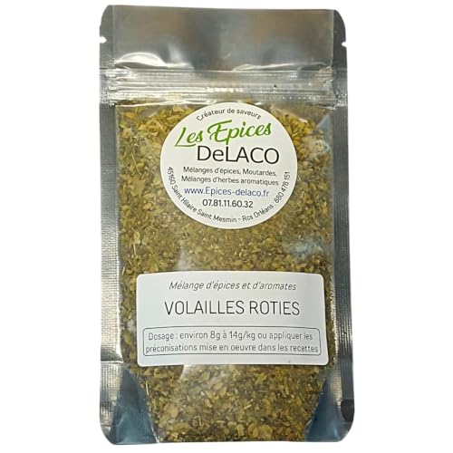 VOLAILLES ROTIES 80g M ... mélanges d'épices, herbes, aromates, condiments, piments pour viandes, poissons, légumes, marinades, salades, barbecue - Les EPICES DeLACO