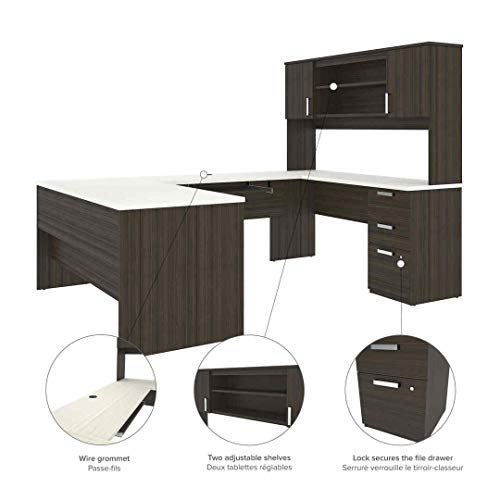 Bestar, Universel Collection, Executive Computer Desk With Pedestal And Hutch #TOP5