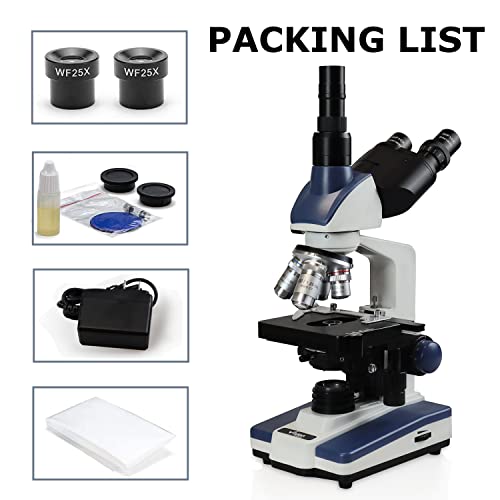Image of VS-60T-RC Siedentopf Trinocular Compound Microscope, 40X-2500X Magnification, Wide-Field 10X and 25X Eyepieces, Double-Layer Mechanical Stage, LED Illumination