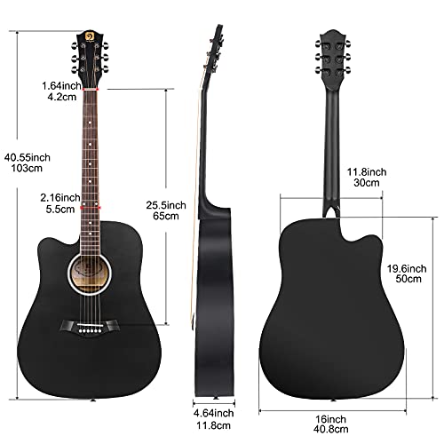 Vangoa 4/4 Guitare Acoustique pour Gaucher Adulte Folk Guitare à Pan Coupé avec Débutant Kits, Noir, Left Handed Guitar… - Les Beatles, Paul McCartney, John Lennon, RIngo Starr, George Harrison Vangoa 4/4 Guitare Acoustique pour Gaucher Adulte Folk Guitare à Pan Coupé avec Débutant Kits, Noir, Left Handed Guitar… – Image 8