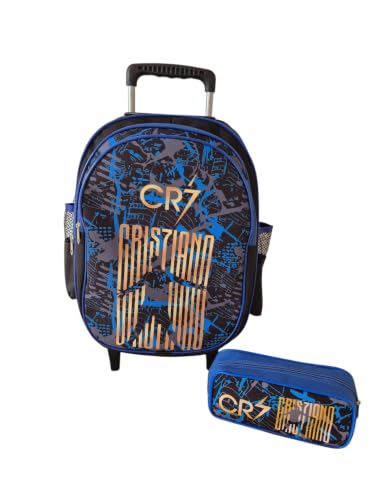 Mochila Escolar Cristiano Ronaldo CR7 Infantil Tam G Rodinhas + Estojo