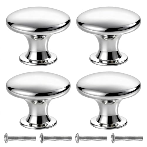 Image of Silver Alloy Cabinet Knobs Round Cupboard Drawer Door Knobs with Screws