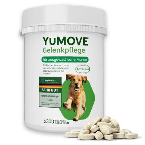 YuMOVE Gelenktabletten für Hunde mit Grünlippmuschel, Glucosamin und Choindroitin für alles Hunde, Hohe Akzeptanz beim Hund, 300 Tablets