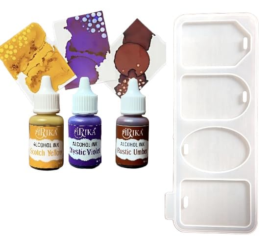 4-in-1 Luggage Tag Silicone Mold with 3 Alcohol Inks (Scotch Yellow, Violet, Rustic Umber) - Non-Toxic & Non-Yellowing Resin Art Kit-image-24
