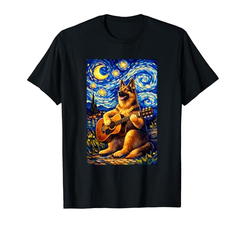 German Shepherd Playing Guitar Whimsical Art Music Camping T�V���c