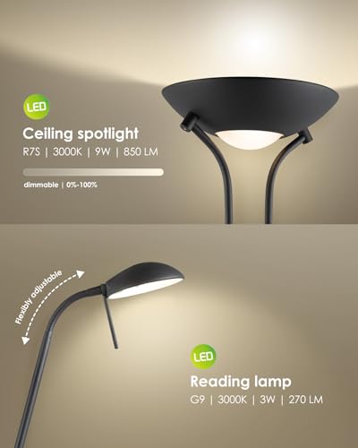 Lampadaire LED réglable avec ampoules R7S G9 interchangeables
