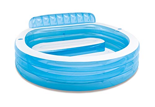 INTEX Swim Center Inflatable Family Lounge Pool: Built-In Bench – Cup Holder – 156 Gallon Capacity – 90" x 86" x 31" – Blue by Intex - Used condition - US$42.89