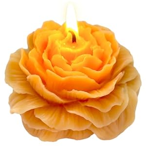Light-Orange Peony Flower Shape Candles for Women – Aromatic Pastel Aesthetic Candle with Jasmine Fragrance – Christmas Gift for Friends Colleagues and Classmates (3 inch)