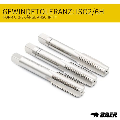 BAER Gewindeschneider Set, M3 - M12, HSS - Gewindebohrer Set - Innengewinde + Außengewinde - Gewindeschneidsatz - Bohrer - Schneideisen - Windeisen - Schneideisenhalter