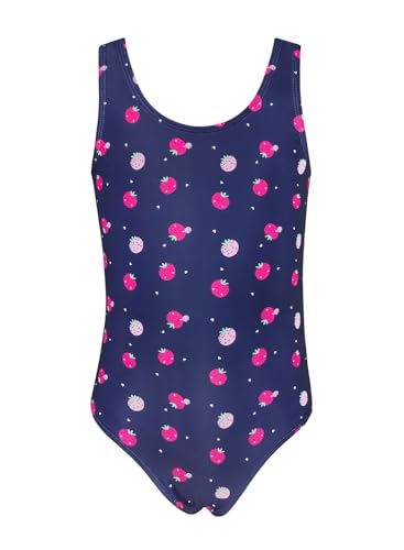 Image of SHEKINI Girls Solid Bathing Suits Kids One Piece Swimsuits U Neck Cute Swimwear